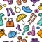 Seamless colorful pattern with woman things