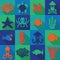 Seamless colorful pixel deep sea pattern