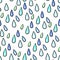 Seamless colorful rain drops pattern background on white