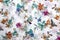 Seamless Colorful Vintage Butterflies and Floral Pattern on Cloth