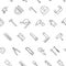 Seamless construction tools icons pattern on white background