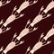 Seamless contrast pattern with light marine lobster ornament. Diagonal seafood shapes on dark brown background