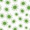 Seamless coronavirus pattern. Bacteria and viruses background. Viral infection. Medical flat vector pattern