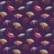 Seamless cosmic pattern with colorful cartoon UFOs.