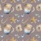 Seamless cozy winter pattern hot drink Christmas Hand-drawing