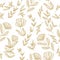Seamless Cream Floral Pattern on White Background