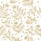 Seamless Cream Floral Pattern on White Background