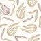 Seamless Cream Floral Pattern on White Background