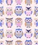 Seamless creative childish modern style cartoon owls wallpaper fabric pattern design