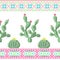 Seamless cross stitches cactuses floral pattern on white