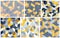 Seamless cubes vector backgrounds set, lined boxes repeating tile patterns, 3D architecture and construction.