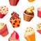 Seamless cupcake pattern