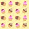 Seamless cupcake pattern