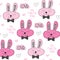 Seamless cute bunny love pattern vector illustration