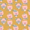seamless cute celebrated baby pig blue pastel cartoon background pattern vector hand draw doodle comic art illustration