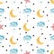 Seamless cute childish pattern with baby stars cloud moon Kids texture background illustration