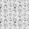 Seamless cute doodle monster pattern background
