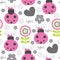 Seamless cute and flower ladybird pattern vector illustration