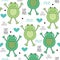 Seamless cute frog pattern vector illustration