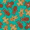 Seamless cute gingerbread pattern