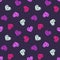 seamless cute hand drawn bright female pattern with uneven hearts