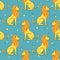 Seamless cute lion pattern. Vector background.