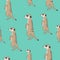 Seamless cute meerkat pattern. Standing suricate