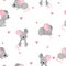 Seamless cute mice pattern. Vector watercolor mouse background