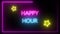 Seamless cute neon happy hour sign