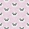 Seamless cute panda pattern on pink
