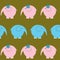 Seamless cute pattern with bright funny elephants