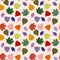 Seamless cute pattern with bright leaves