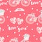 Seamless cute pattern for lovers or wedding  girl's pink pattern with elements in the style of doodle  hearts  love letter.