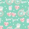 Seamless cute pattern for lovers or wedding  girl's pink pattern with elements in the style of doodle  hearts  love letter.