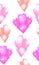 Seamless cute pattern with multicolored pink crystals with highlights.