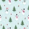 Seamless cute Snowman and little robin, Christmas cute character, suitable for wrap, wallpaper, decorative paper