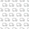 Seamless cute trucks icons pattern grey on white background