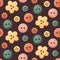 Seamless cute vector sewing pattern with buttons in trendy colors