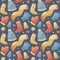 Seamless cute winter christmas pattern made with clothes, hat, scarf, gloves, mittens, heart, tree