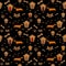 Seamless Dachshund Dog Pattern with bones, bows, dog houses and footprints