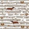 Seamless Dachshund Dog Pattern with bones, bows, dog houses and footprints