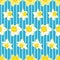 Seamless daffodil pattern on blue Horizontal stripes