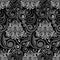 Seamless Damascus pattern on black background.