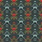 seamless damask colorful floral pattern with grey background