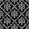 Seamless damask floral Wallpaper - gray Ornament on black