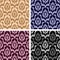 Seamless damask floral Wallpaper- set on four Variants