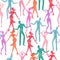 Seamless dance pattern. Vector dancing people