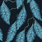 Seamless dark blue with veins leafy floral pattern.