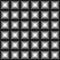 Seamless dark monochrome geometric pattern with black squares and white stars. Modern 3d print.