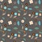 Seamless dark scandinavian floral pattern